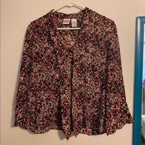 EMMA James Size 10 Pink, Cream, and Black Blouse‎